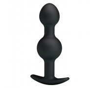 Чёрные силиконовые анальные шарики - 10,4 см