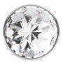 Большая серебристая анальная пробка Diamond Sparkle Large с кристаллом - 8 см