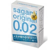 Ультратонкие презервативы Sagami Original 002 Extra Lub с увеличенным количеством смазки - 3 шт