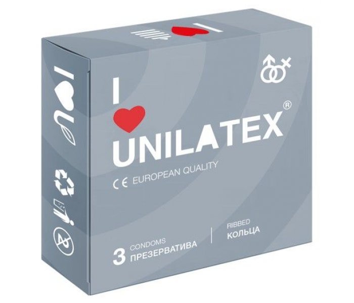 Презервативы с рёбрами Unilatex Ribbed - 3 шт