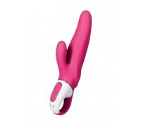 Ярко-розовый вибратор Satisfyer Vibes Mr. Rabbit с клиторальным отростком - 22,1 см